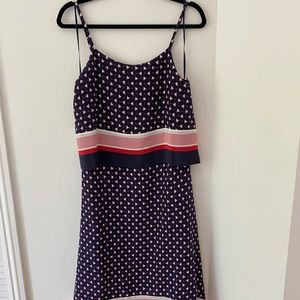 Joie Silk Navy Handkerchief Hem Dress S